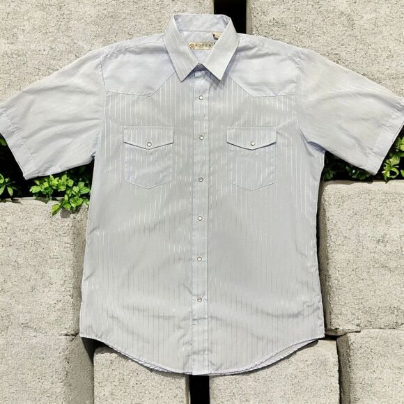 Roper Other - Roper Western Wear Pearl Snap Button Front Baby Blue Shirt Men's Size Large